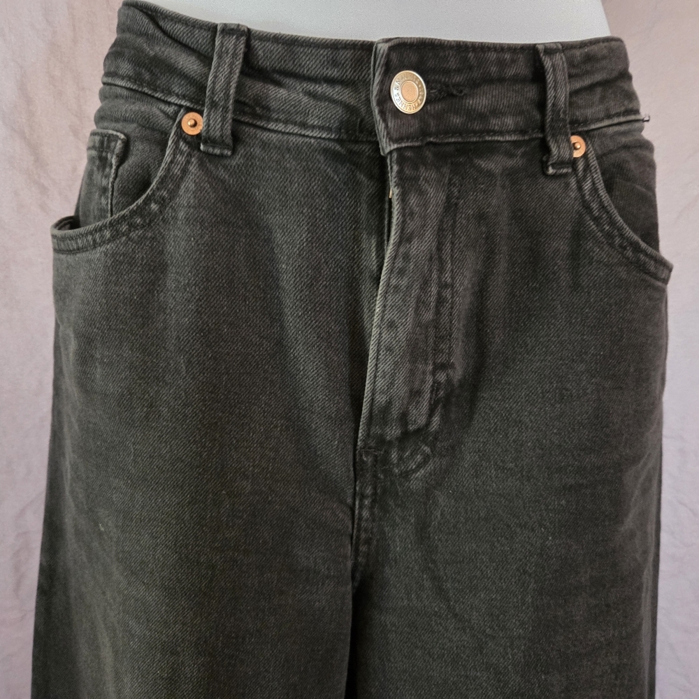 H&M ~ Denim Wide Leg Jeans ~ Washed Black ~ Sz 10 - Picture 7 of 10